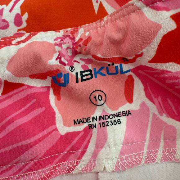 IBKUL Sporty Floral Pink and Red Pants Pull-on with front pockets size 10 - Picture 4 of 4